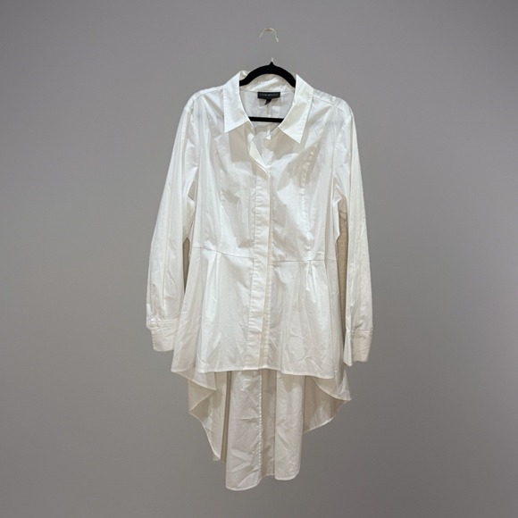 Lane Bryant White Long Sleeves Extreme High-Low Peplum Hem Tunic Top Size 20 - Picture 1 of 9